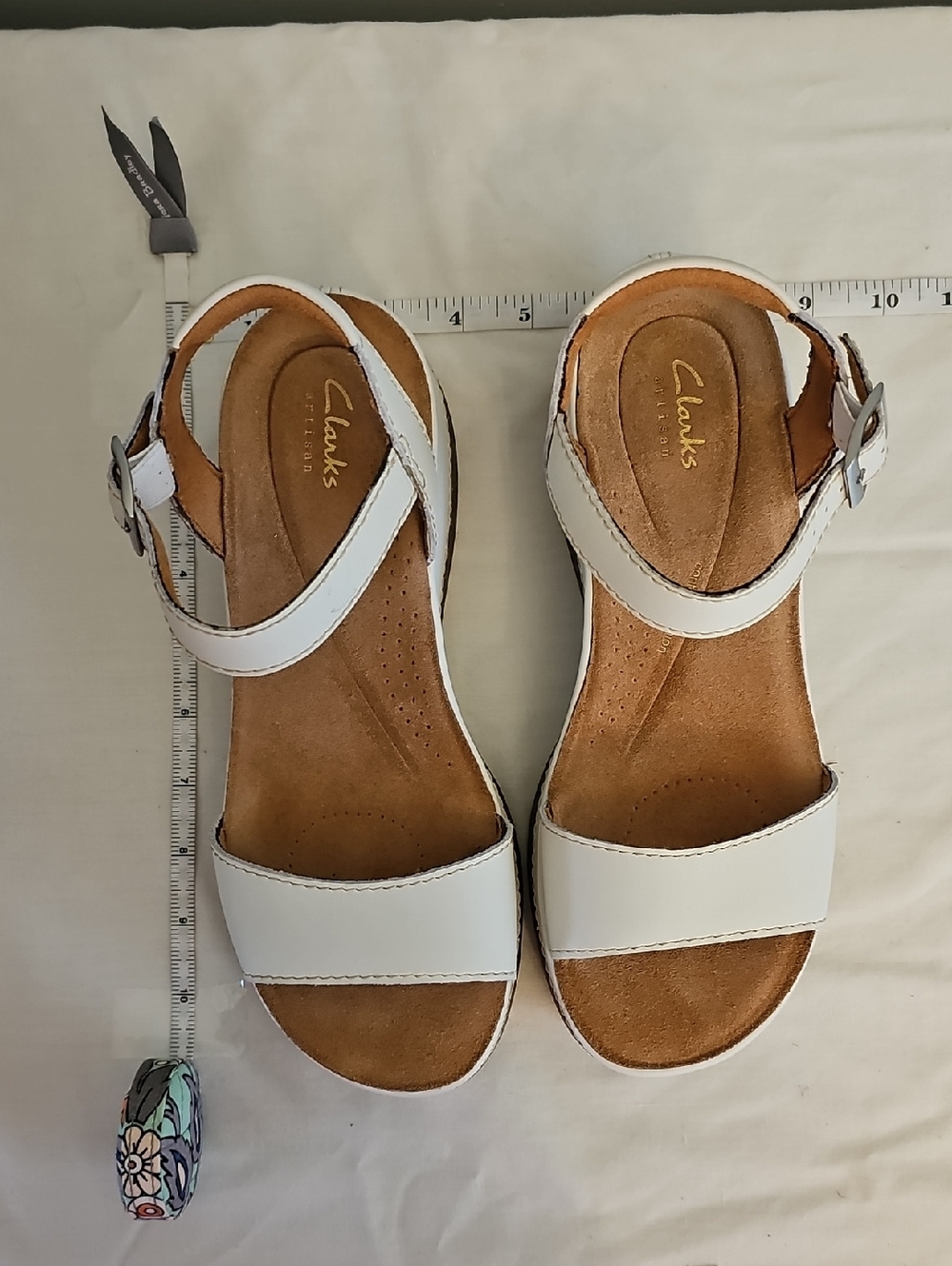 Clarks White Women's Leather Slingback Sandals